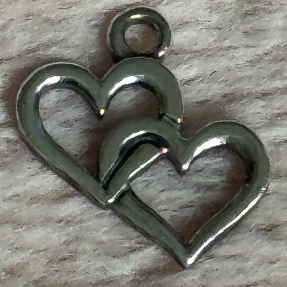 💞 Retired James Avery Sterling Silver Petite Double Linked Hearts Charm 💞